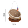 Large integrated cat scratching basin and nest with sisal rope surface and flannel-lined bed area in starlight colour