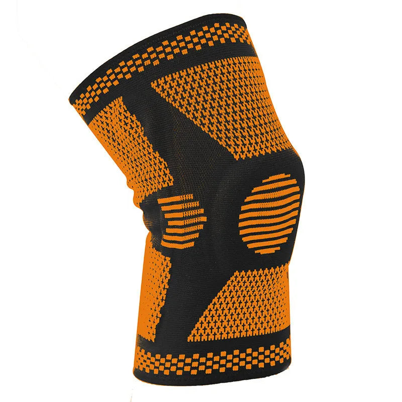 Sports fitness silicone spring knee pads in green blue white orange colours with polyamide construction for M L XL sizes