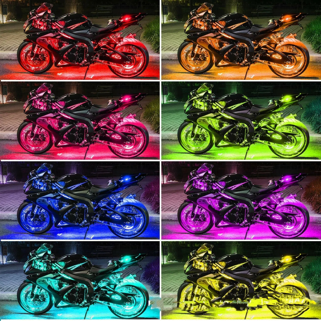 Black RGB LED light bar with wireless remote control for car and motorcycle atmosphere lighting