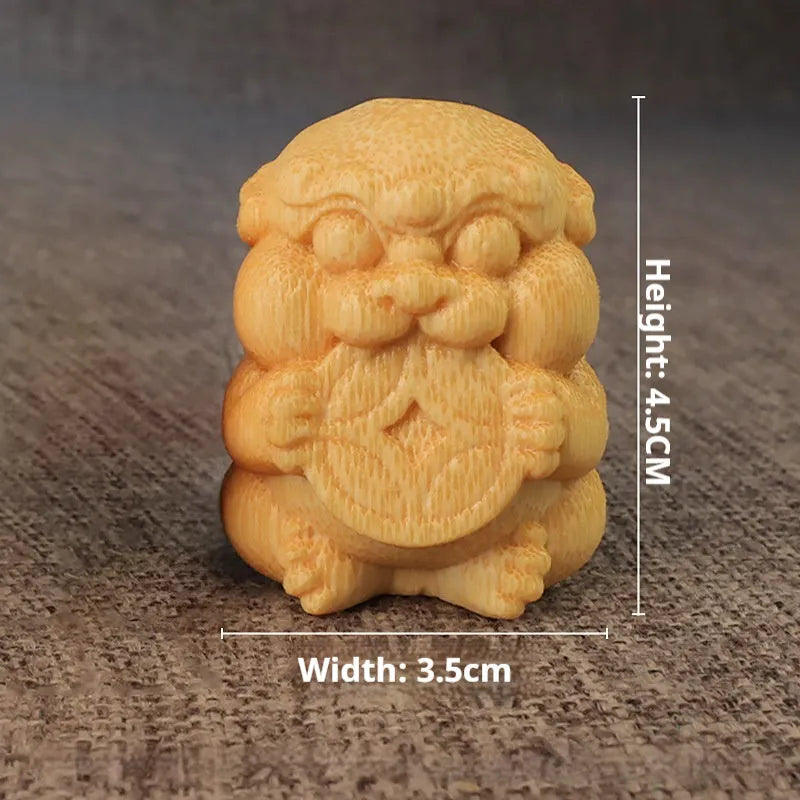 Solid bamboo carving ornament in take money coin shape showing natural wood grain