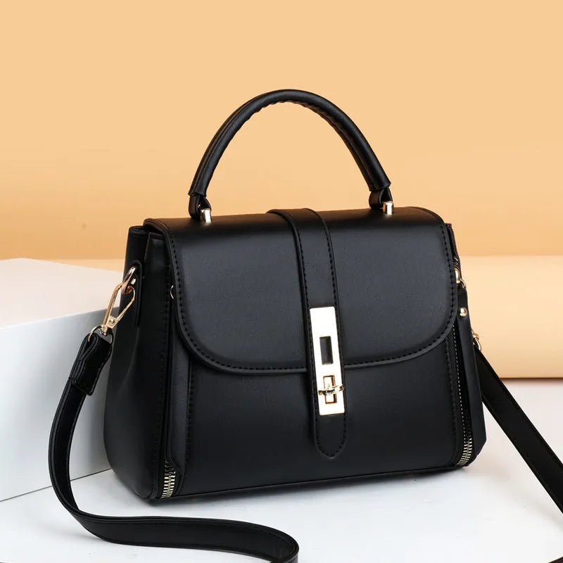 Women's square vertical messenger bag in soft PU leather with single shoulder strap