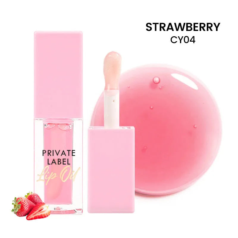 Set of six transparent lip gloss tubes in shades Bird of Paradise, Cherry, Coral, Mango, Strawberry, Watermelon