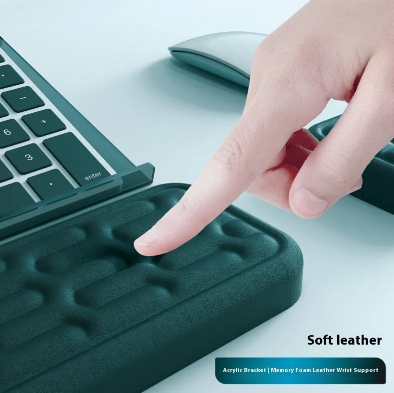 Double-sided keyboard and mouse pad with memory foam wrist strap in various colours
