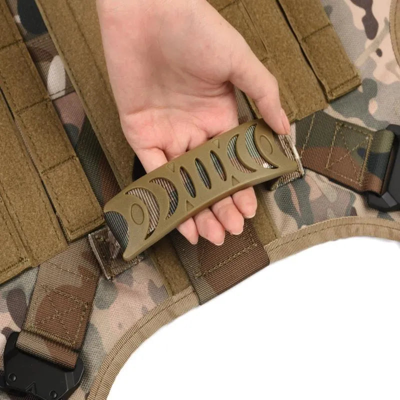 Tactical dog training battle suit vest in camouflage colours with multiple leash attachment points