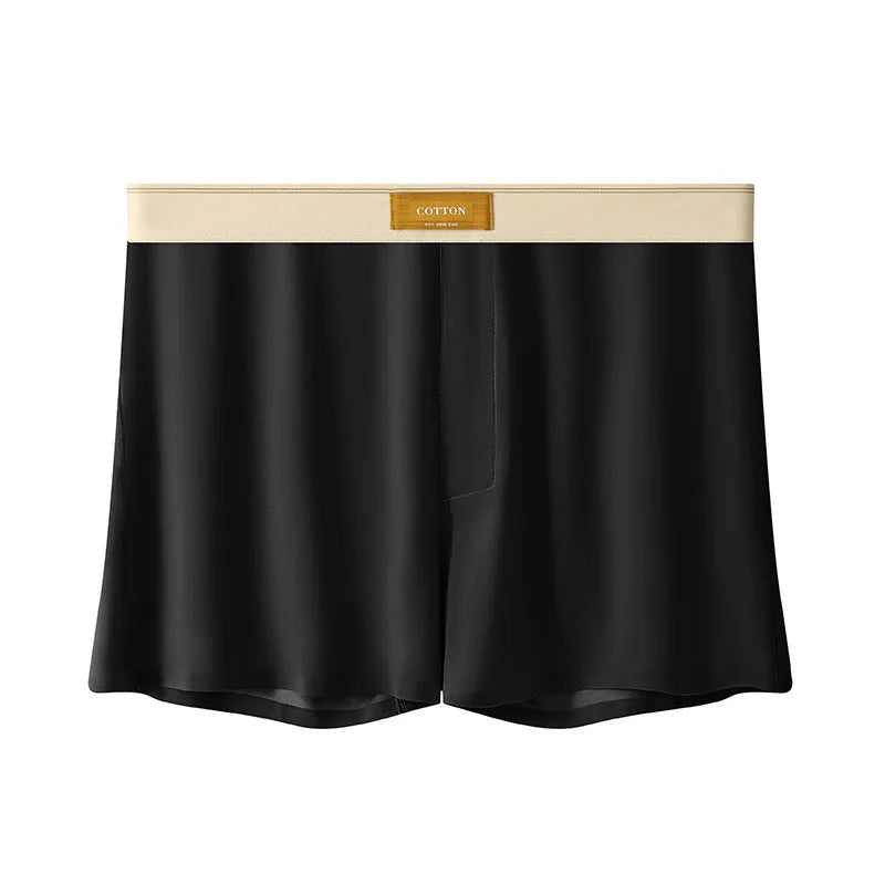 Men's ice silk underwear three-pack showing loose fit and solid colour options