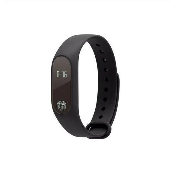 Waterproof smart fitness tracker hand ring on a wrist, showing heart rate monitoring and available in multiple colours.