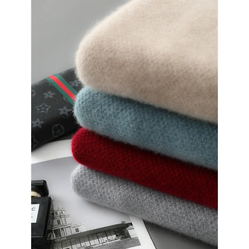 Half zip round neck wool sweater in slim fit for plus size available in four colours