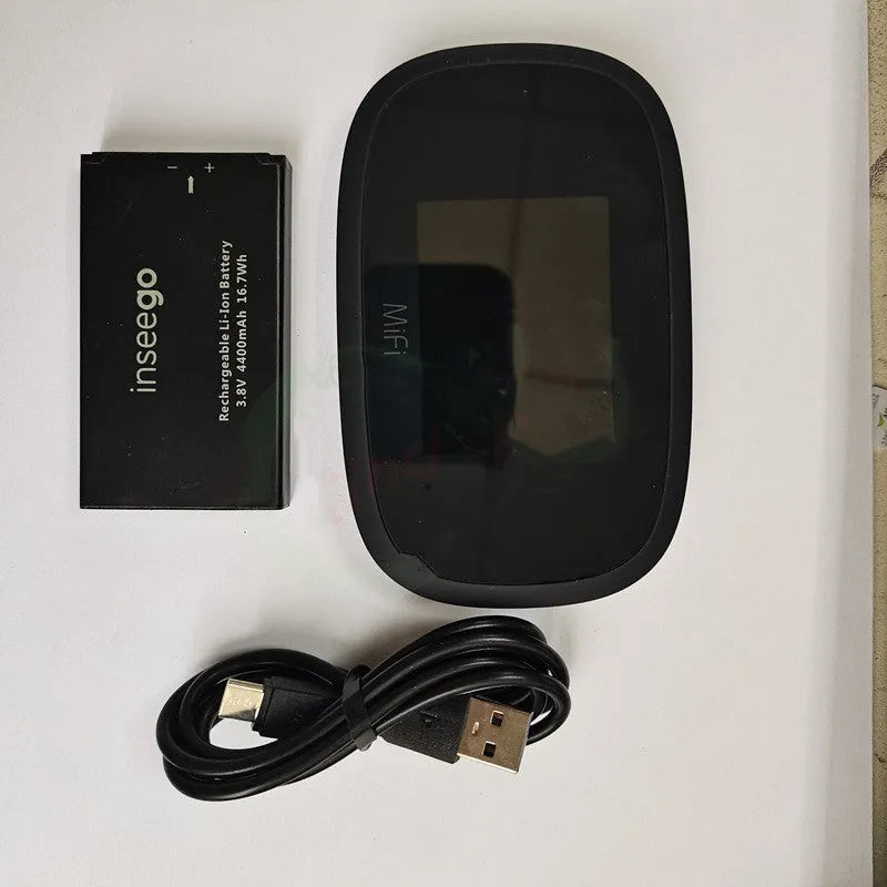Black portable 4G wireless router with dual-core processor and compact design