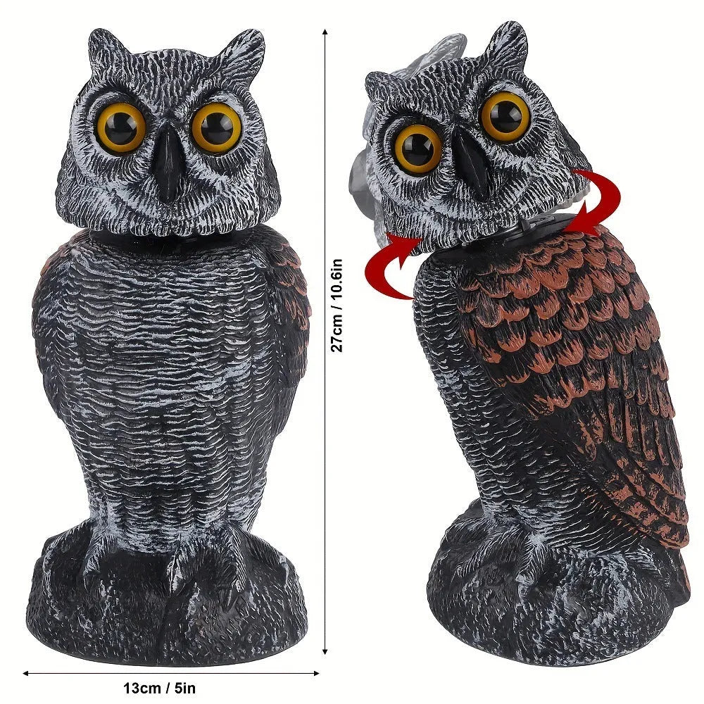 Artificial owl bait ornaments set with shaking head designs for outdoor bird scaring