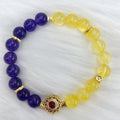 Handmade yellow and purple amethyst crystal bracelet for women with manual craftsmanship