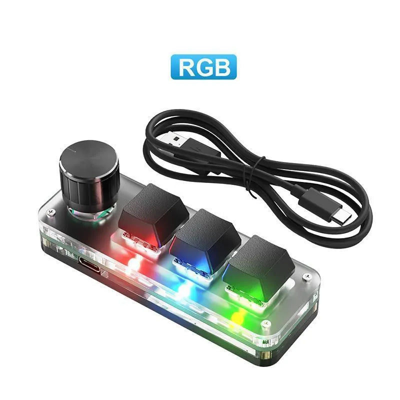 Black or white RGB backlit macro keyboard with USB cable for computer shortcut operations