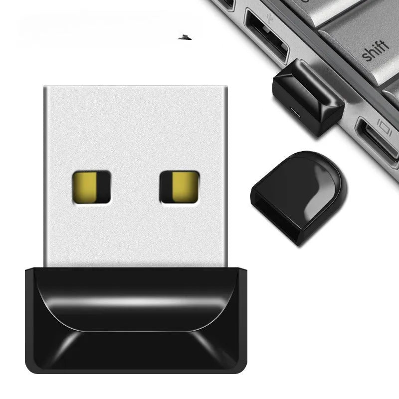 Silver metal car-shaped USB flash drive on a chain, shown alongside black and gold colour variants.