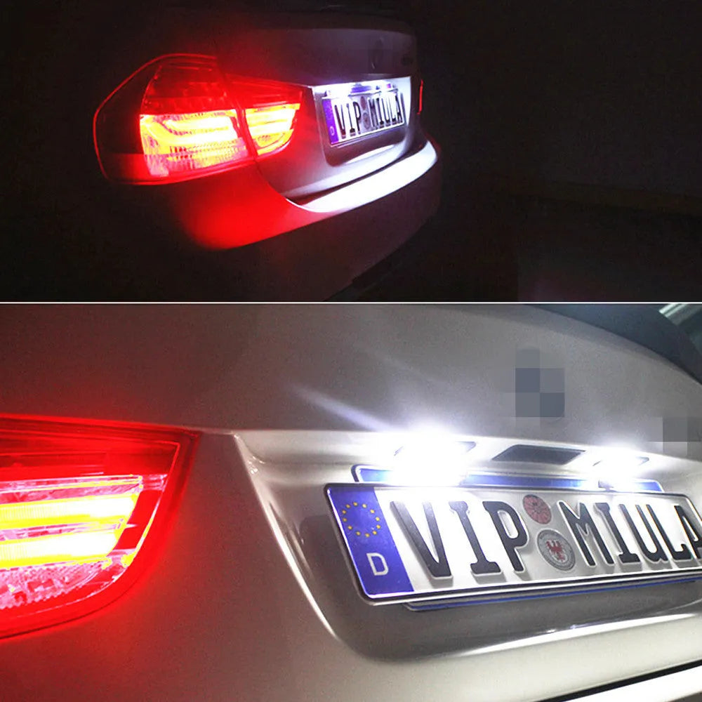 Volkswagen LED licence plate light unit with 24 SMD LEDs for Golf Polo Phaeton models.