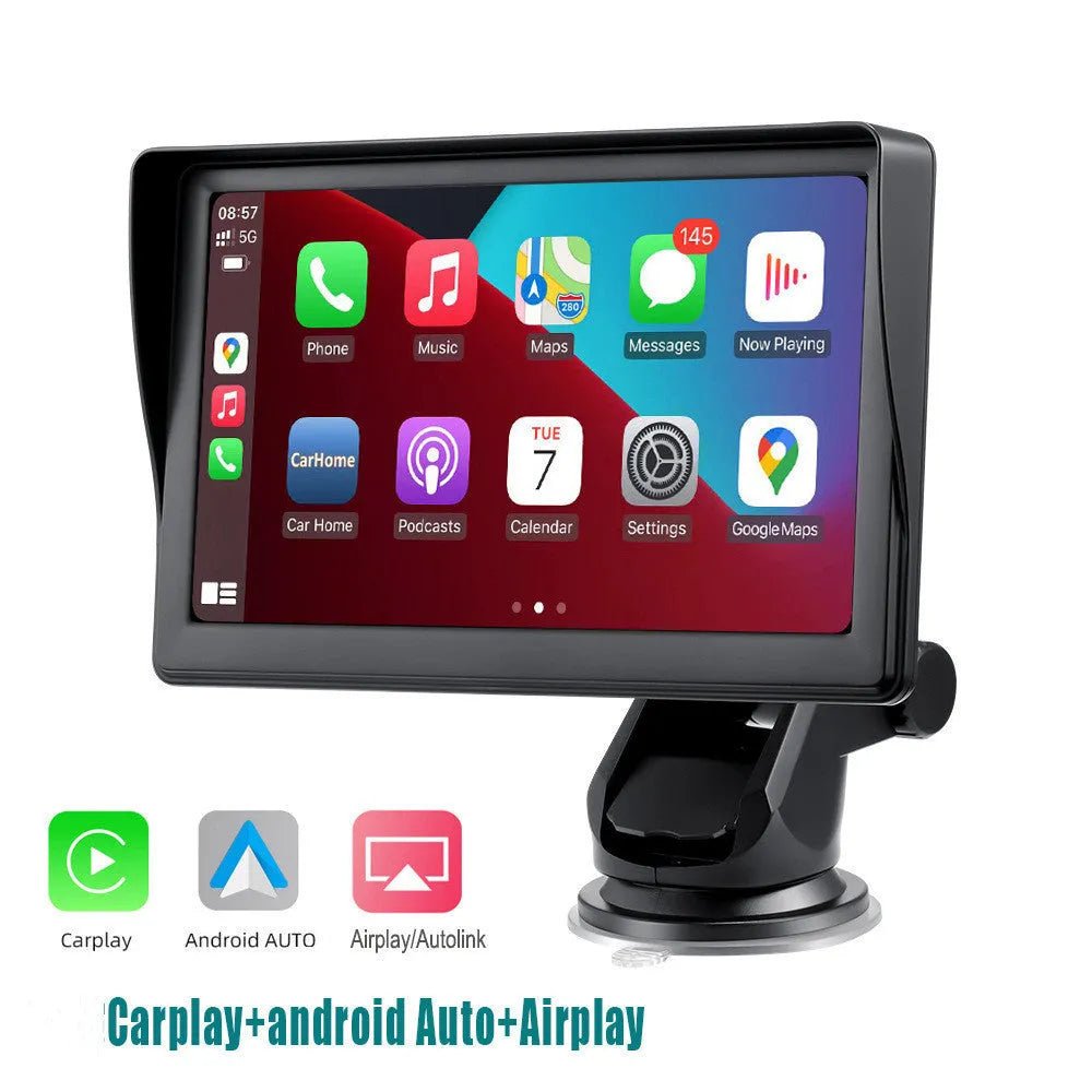 7-inch portable car smart display with rotating bracket showing navigation screen