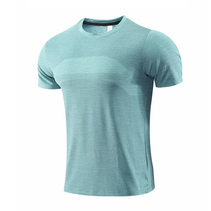 Men's polyester spandex running t-shirt in black colour with short sleeves for sports activities