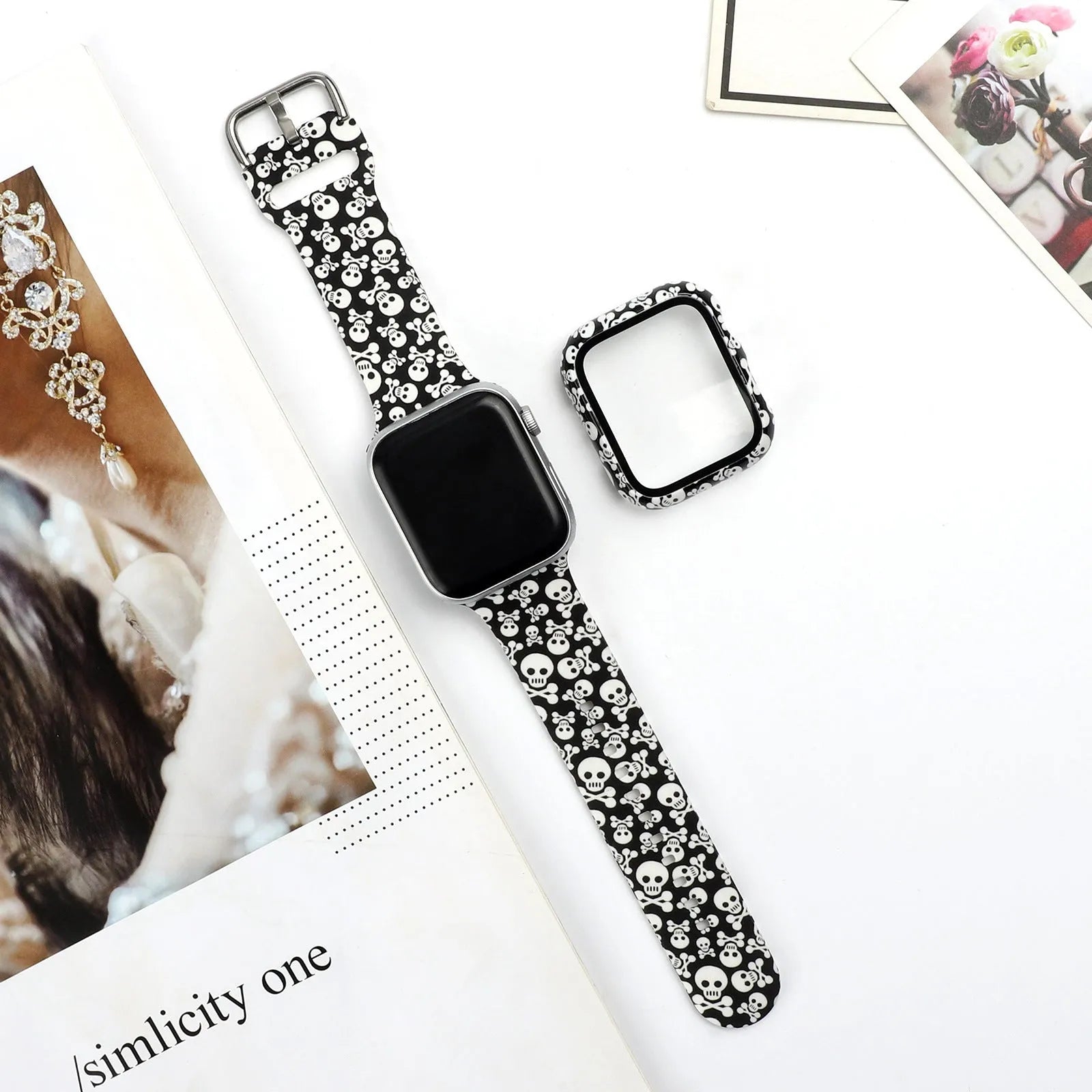 Printed silicone watch strap for Apple iWatch in multiple sizes and design options