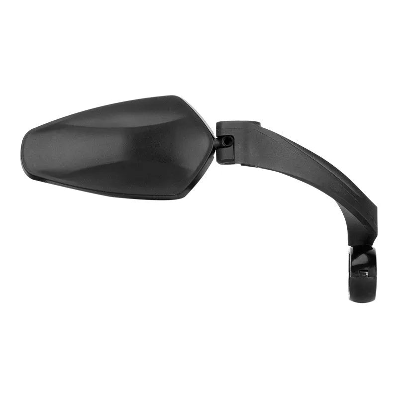 Pair of black rotatable acrylic bicycle rearview mirrors for mountain bike handlebars showing left and right units
