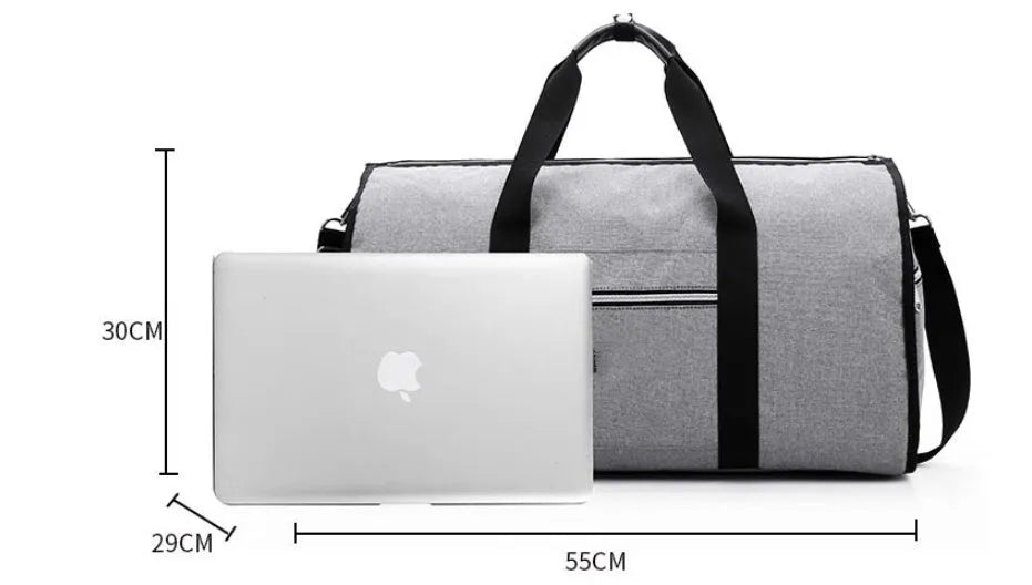 Cylinder-shaped medium travel bag in Oxford cloth, shown in black, blue, light grey, or red colour options.