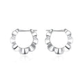 Sterling silver retro geometric earrings with round design elements