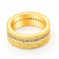 Geometric gold-coloured zircon ring for women, shown in size 7.