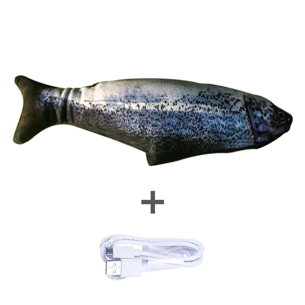 Electronic jumping fish simulation cat toy without catnip, 30cm multicolour design with USB charging