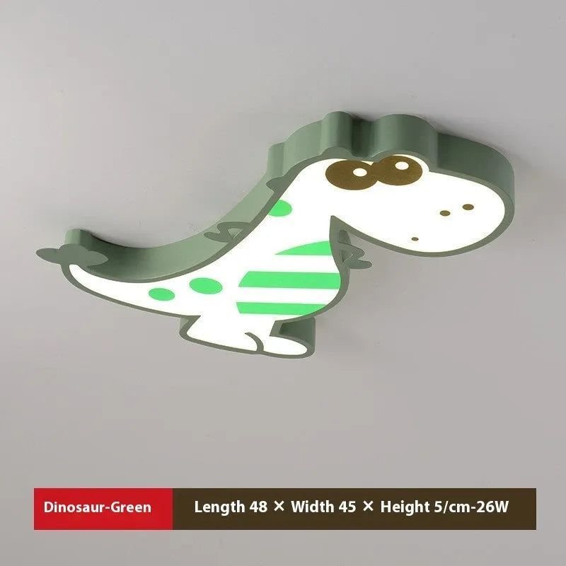 48cm diameter cartoon dinosaur ceiling light with aluminium body and PVC shade, dimmable lighting