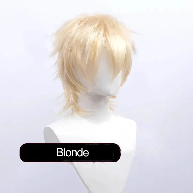Short hair cosplay wig for men with anti-curling construction in various colour options