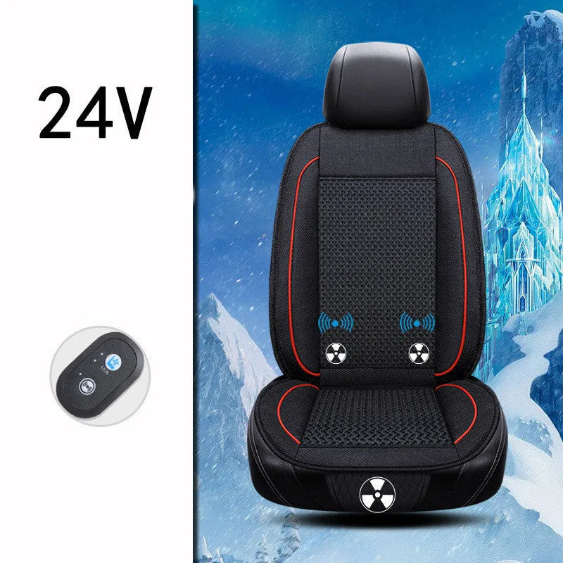 Square black car ventilation seat cushion with power cord for 12V or 24V systems