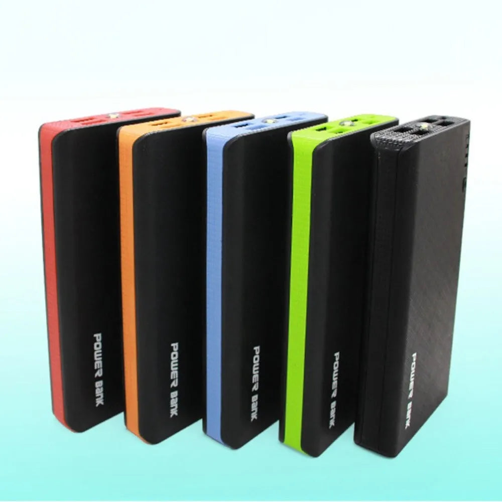 20000mAh portable power bank in blue colour showing dimensions 145x68x22mm