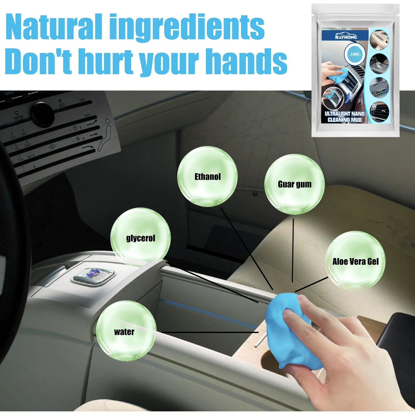 20g car cleaning mud putty for interior gap and vent dust removal, 15cm by 10cm size