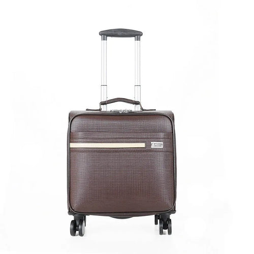 Black 18-inch PU leather business case with TSA lock and airplane-style wheels