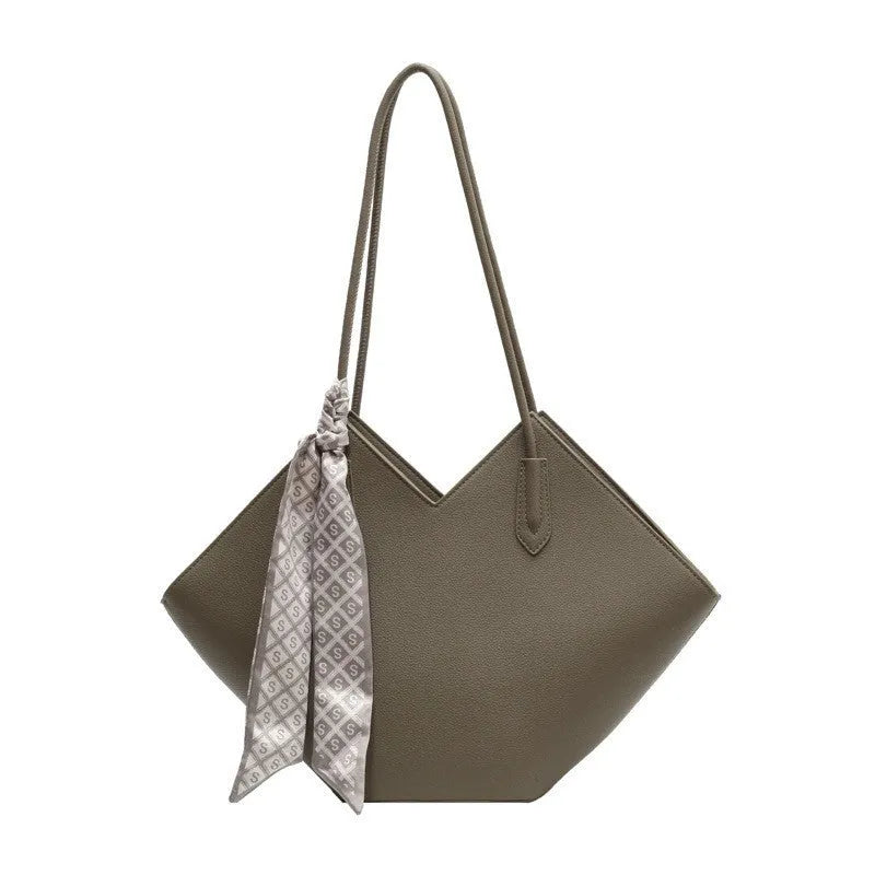 Women's large capacity shoulder bag in horizontal square shape showing black and brown colour options