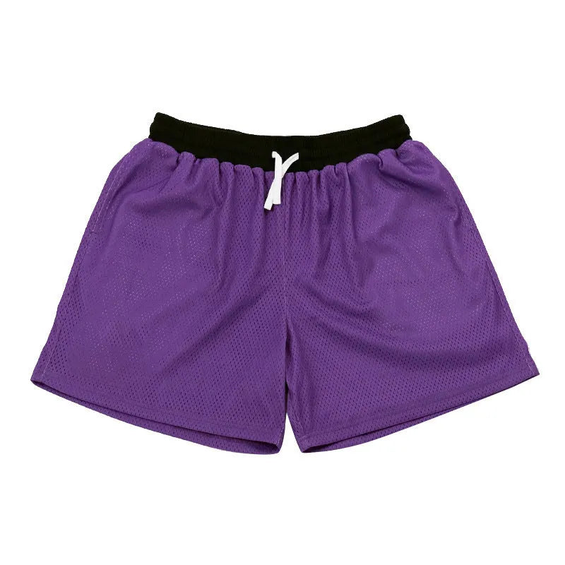 Men's mesh quick-drying sports shorts in solid colours for athletic activities