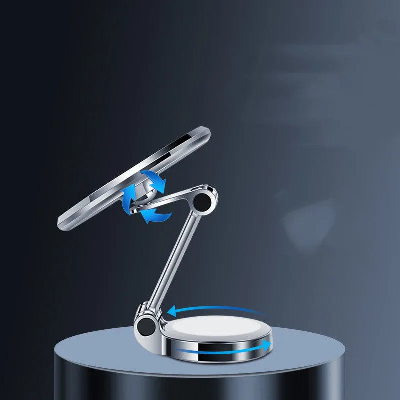 Magnetic car phone mount with flexible clip and adhesive dashboard installation on centre console