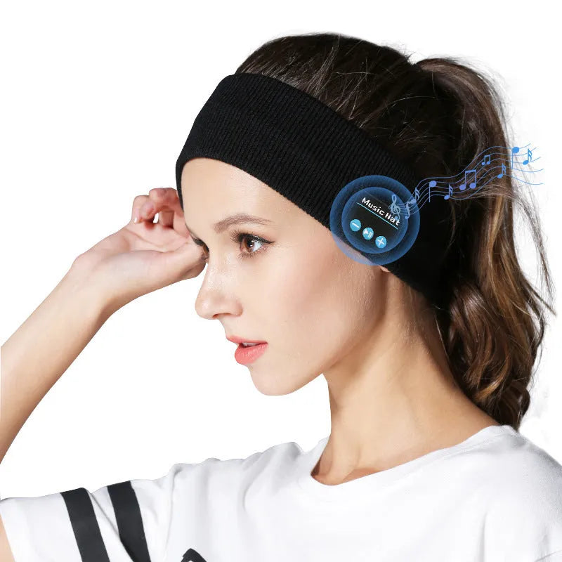Bluetooth 5.4 sports scarf eye mask headband with integrated headphones in black, grey, or white colour options