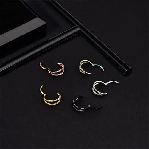 G23 titanium alloy puncture zircon lip and nose ring in steel or gold colour options