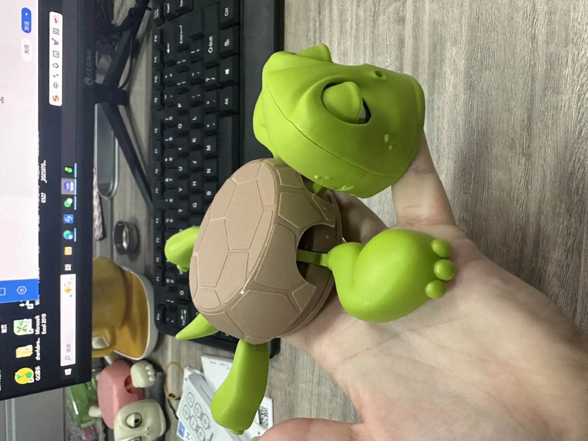 Turtle shaped ABS coaster in light green, dark green, wheat starch, or yellow colour options