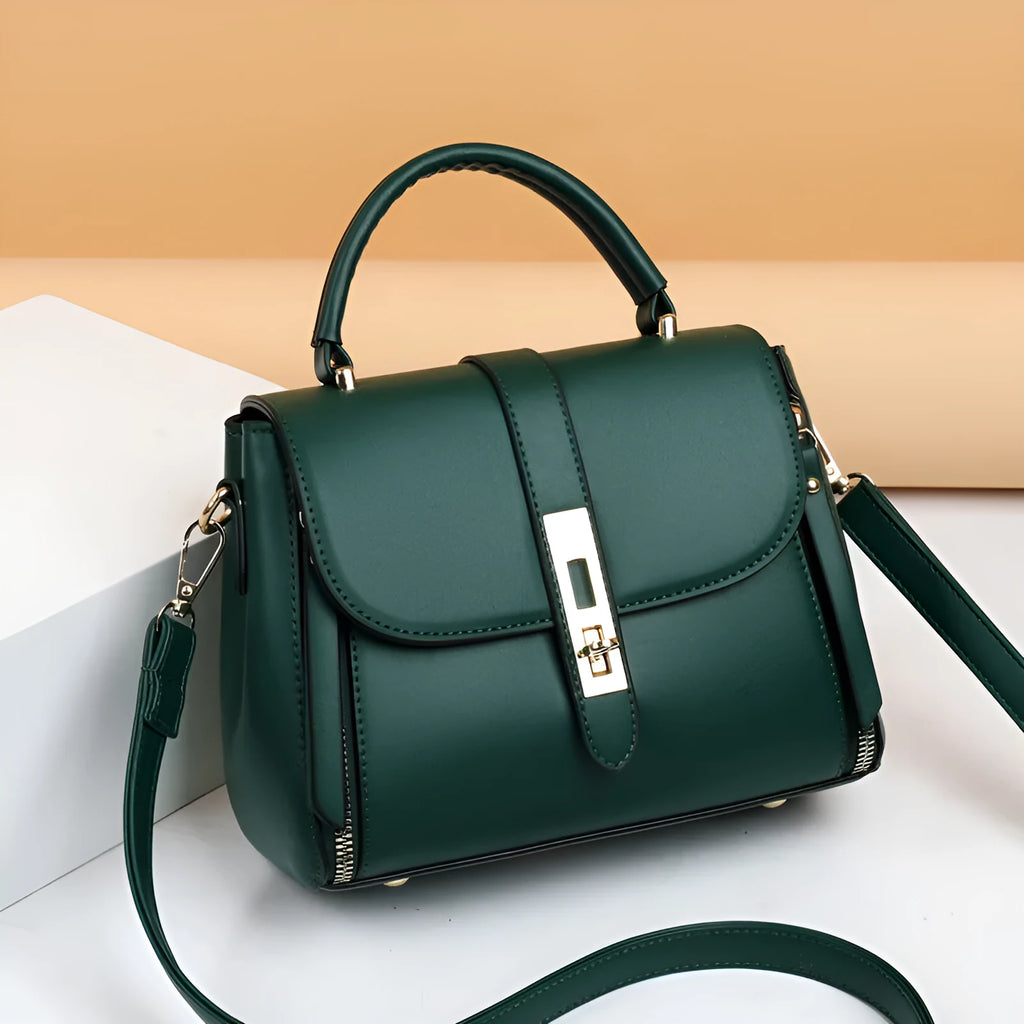 Women's square vertical messenger bag in soft PU leather with single shoulder strap