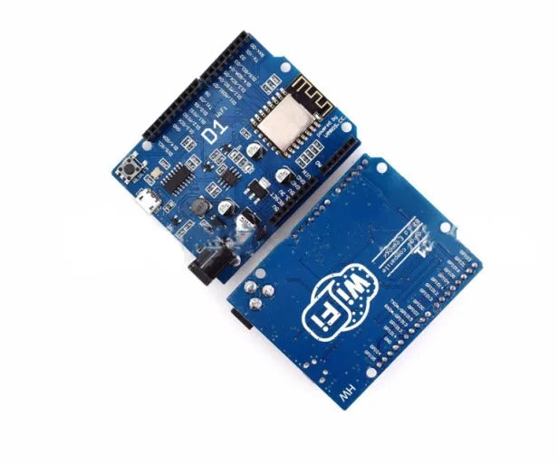 Black ESP8266 WiFi development board with Arduino compatibility and multiple connection pins