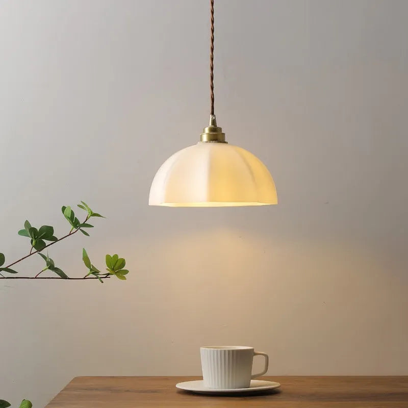 Chinese style copper glass indoor droplight pendant light for bedside and study