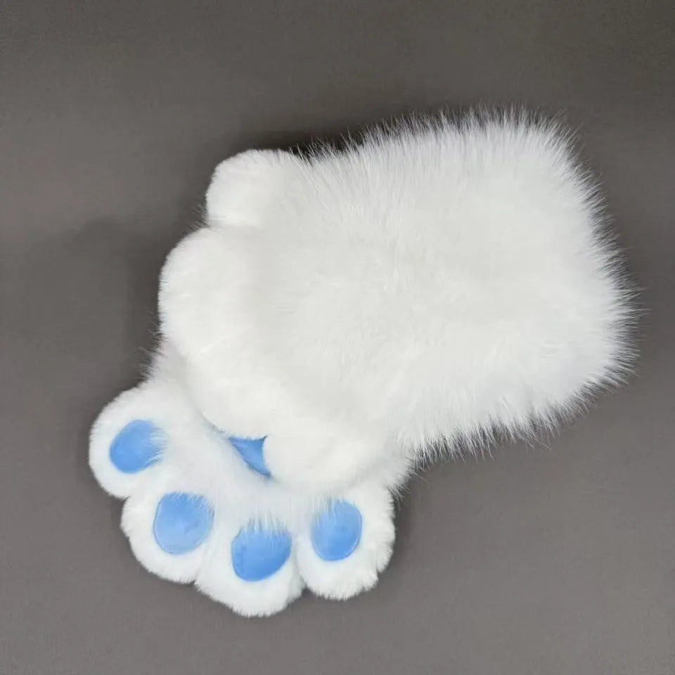 Colourful nylon animal claw cosplay gloves in multiple colour options on a hand