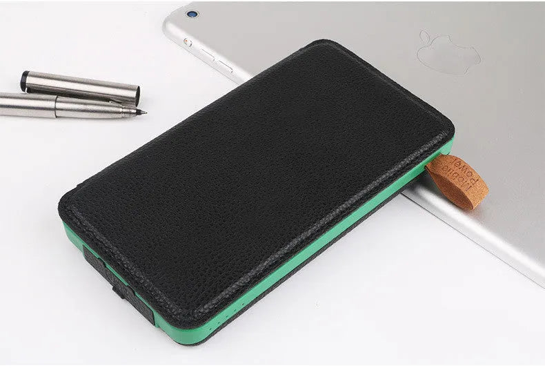 Waterproof solar phone charger with LED light in black, blue, green, or orange colour options