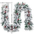 Christmas rattan wreath with white flocking snow decoration in American style