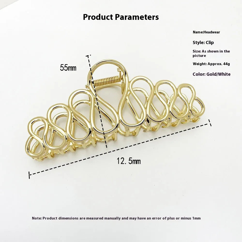 Minimalist large hair clip with tassel details in gold or silver electroplated finish for thick hair updos