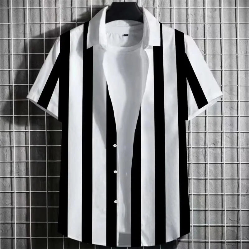 Men's linen short sleeve t-shirt with a 3D printed striped pattern in multiple colour options.