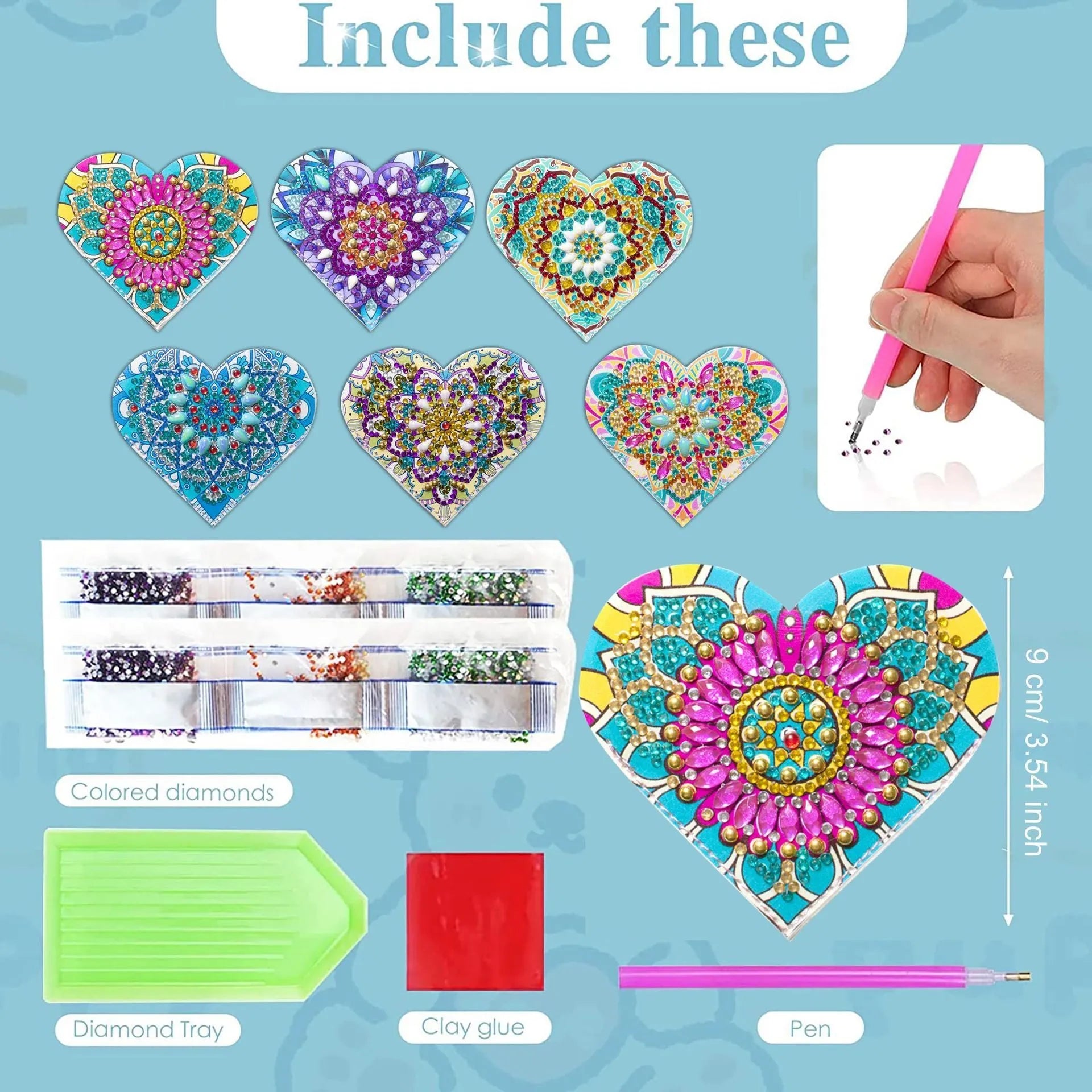 Six handmade PU leather bookmarks with crystal and flower cornerite designs in modern simplicity style