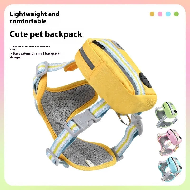 Explosion-proof anti-strangulation pet harness with 1.5 metre traction rope in oxford cloth material