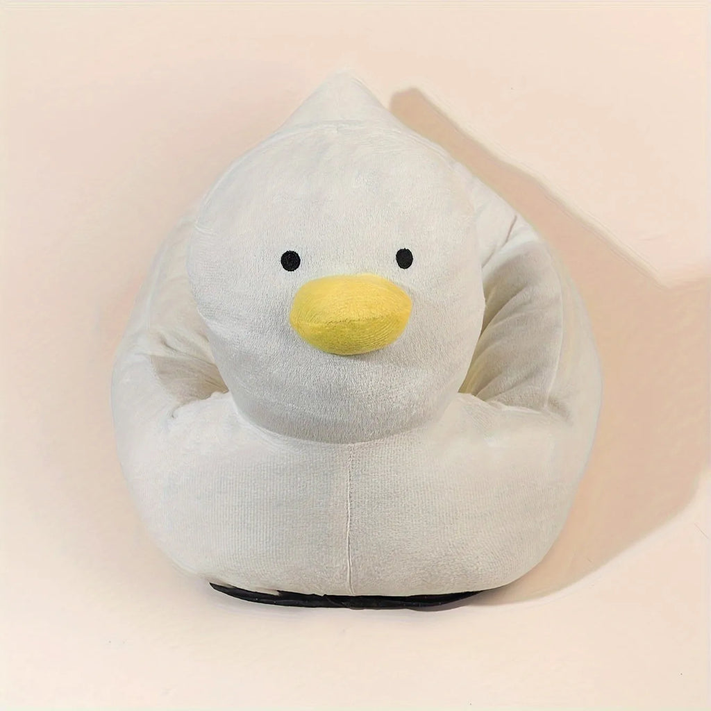 Duck-shaped fluffy pet bed in blue or white colours for small dogs and cats