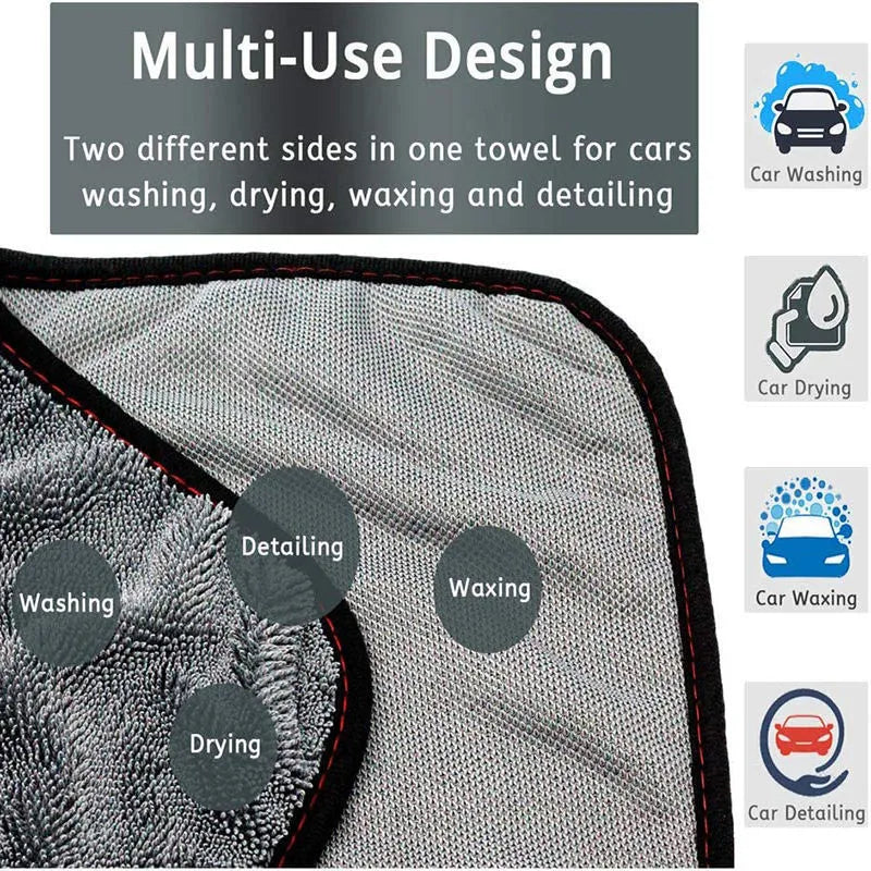 Grey 40cm square microfiber car wash towel for drying vehicles