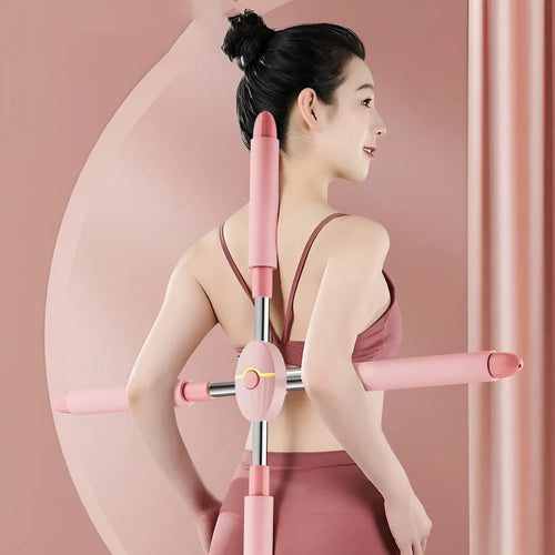 Children's adjustable length open back yoga stick in pink or blue for posture correction